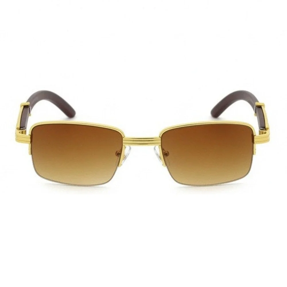 Mens Streetwear Sunglasses Brown Gradient Lens Gold Rapper Colo Gangster UV400